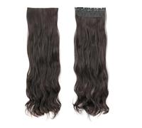 Extensiones de cabello en capas onduladas de 32 pulgadas de largo for mujeres, postizos sintéticos de cabeza completa suaves con clip Easy Installation and Removal(Dark brown)