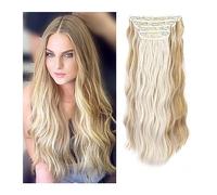 Extensiones de cabello Extensiones de cabello, 4 piezas Clip en extensiones de cabello Rizado Ondulado Grueso Cabeza completa Clip en extensiones Sintético Largo Natural Negro Postizos for mujeres Niñ