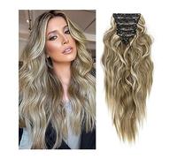Extensiones de cabello Extensiones de cabello 6 Unids/set Clip de cabello sintético en postizos gruesos ondulados largos 22 pulgadas Extensiones de cabello sintético Ombre Postizos for mujeres Exten
