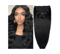 extensiones de cabello Extensiones de cabello con clip Cabello humano real Negro natural 8 piezas con 18 clips Cabello Remy brasileño Doble trama Cabeza completa Extensiones de cabello Remy recto La m