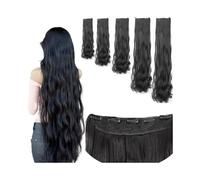 Extensiones de cabello Extensiones de cabello con clip de onda larga Extensiones de cabello sintético de una pieza 14 18 22 32 40 pulgadas Extensiones de cabello con clip negro natural con 5 clips Pel