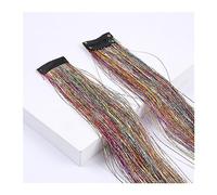 Extensiones de cabello Extensiones de cabello con clip Extensiones de cabello de color 22 pulgadas Clip de color recto en la extensión del cabello Rainbow Party Highlights Peluca sintética for niñas P