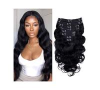extensiones de cabello Extensiones de cabello con clip ondulado for el cuerpo, extensiones de cabello Remy brasileño de cabeza completa, color negro natural, 8 unidades con 18 clips, 120 gramos La mej
