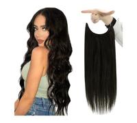 extensiones de cabello Extensiones de cabello de alambre invisible, 1 pieza, línea de pescado, extensión de cabello humano con clip, pelo Remy Natural liso brasileño, Clip en postizo for mujeres La me