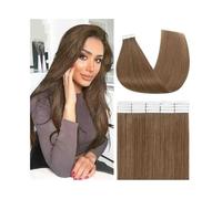 Extensiones de cabello, Extensiones de cabello humano castaño claro n.° 6, 16 a 26 pulgadas, 20 unidades/50 g Extensiones de cabello humano con cinta adhesiva(26 inch)