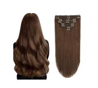 Extensiones de cabello Extensiones de cabello humano con clip, cabello Remy brasileño, 10-26 pulgadas, 120g, 8 piezas, cabello humano real liso sedoso, extensión con clip #4, extensiones de cabello re