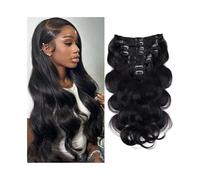 Extensiones de cabello Extensiones de cabello humano con clip, ondas corporales, brasileño, for cabeza completa, 8 unidades por juego, trama 120 gramos Piezas de pelo