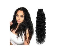 Extensiones de cabello, Extensiones de cabello humano con ondas al agua de 16 a 26 pulgadas, 20 unidades, invisibles, color negro Extensiones de cabello humano con cinta adhesiva(24 inch)