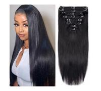 Extensiones de cabello Extensiones de cabello humano liso con clip, color natural, 100% virgen brasileño Piezas de pelo
