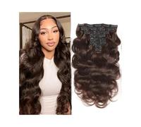 Extensiones de cabello Extensiones de cabello humano real con clip, color marrón chocolate, 8 unidades, 120 g, ondulado, n.° 4 Piezas de pelo