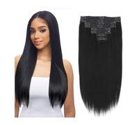 extensiones de cabello Extensiones de cabello recto con clip for mujeres negras Extensiones de cabello humano brasileño 8 piezas Extensiones de cabello Remy Clip en cabello humano con 18 clips Trama d