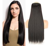 Extensiones de cabello Grueso Largo Recto Sintético Largo Recto 5 Clip En Extensiones de Cabello 55/80 cm Resistente al Calor Postizo Falso de Una Pieza for Mujeres Naturtal Negro Marrón Piezas de pel