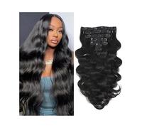 Extensiones de cabello humano 100% brasileño con clip, ondas corporales, 8 unidades, Remy(24inches)