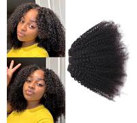 Extensiones de Cabello Humano Afro Kinky Curly Bundles Human Hair 4B 4C 1 Paquete de Rizado 100% Sin Procesar Virgen Brasileña Afro Rizado Extensiones de Cabello Natural Color Negro 18 Inch