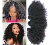 Extensiones de Cabello Humano Afro Kinky Curly Bundles Human Hair 4B 4C 3 Paquetes de Rizado 100% Sin Procesar Virgen Brasileña Afro Rizado Extensiones de Cabello Natural Color Negro 16 18 20 Inch