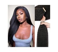 Extensiones de cabello humano auténtico de doble cara para mujeres negras, color negro natural, 20 unidades / 50 g, invisibles, de doble cara, Remy