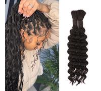 Extensiones de cabello humano Boho Braids, 100 g, 2 paquetes, sin trama(1B#,12 Inch(50g/Bundle x2))
