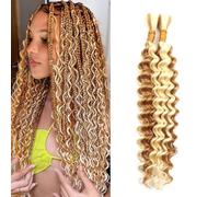 Extensiones de cabello humano Boho Braids, 100 g, 2 paquetes, sin trama(P27/613#,14 Inch(50g/Bundle x2))