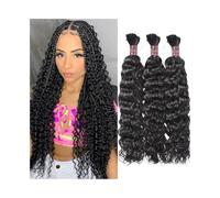 Extensiones de cabello humano brasileño Remy sin trama, color natural, for trenzas bohemias(20 22 24)