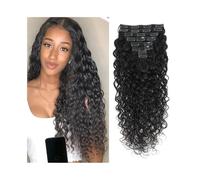Extensiones de cabello humano brasileño rizado ondulado con clips, 120 g/160 g/conjunto de extensiones de cabello (120 gram, 8 pulgadas, 8 pulgadas)