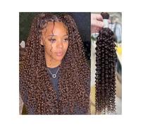 Extensiones de cabello humano castaño a granel for trenzar cabello Remy rizado Jerry, trenzas bohemias, a granel(1 Bundle 20 inch)