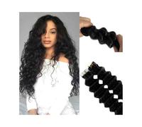Extensiones de cabello humano con cinta adhesiva, extensiones con cinta de onda profunda for mujeres negras, 20 unidades, extensiones con cinta de cabello Remy rizado, trama de piel invisible de doble