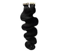 Extensiones de cabello humano con cinta ondulada for mujer, trama de piel, pelos rizados negros naturales suaves for uso diario(26 inch,40 pcs)