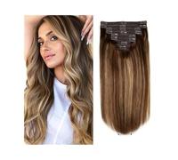 Extensiones de cabello humano con clip, 8 unidades por juego, 18 clips, finas, for cabeza completa, cabello natural.(22inches)