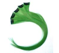 Extensiones de cabello humano con clip, color verde claro, de 45,7 cm de alto, color verde claro, extensiones de cabello con reflejos, 6 piezas por juego (#verde)
