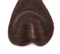 Extensiones de cabello humano con clip for mujer, con raya al lado izquierdo, base MoNo de 5 x 5 pulgadas for cabello fino.(12 inch,Dark Brown)