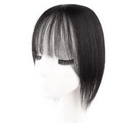 Extensiones de cabello humano con flequillo para mujer, 10 x 12 cm, base de seda invisible sin costuras, para cabello fino y más volumen. Añade volumen al cabello (12 pulgadas)
