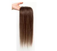 Extensiones de cabello humano de 16 pulgadas for mujer, base de seda suiza transpirable de 3 x 4 pulgadas, con clip, densidad 110(Dark Brown)