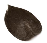 Extensiones de cabello humano for mujer, 15 x 16 cm, base grande de seda, for cabello fino o caída.(14 inch,Dark Brown)