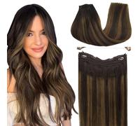 Extensiones de cabello humano GOO GOO, 2/6/2, casta o oscuro con balayage casta o, 20 pulgadas, 110 g, alambre invisible, con postizo transparent