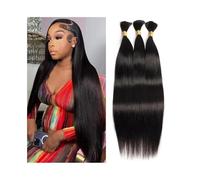 Extensiones de cabello humano liso trenzado a granel, 50 g/paquetes, sin trama, cabello Remy brasileño(26 26 inches)