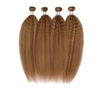 Extensiones de cabello humano liso Yaki color castaño miel, 3 o 4 mechones, resaltados P4/27, de 10 a 30 pulgadas, con mechones rizados y lisos, Remy Quick Weave(30 30 30 30)