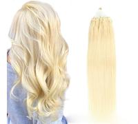 Extensiones de cabello humano Micro Link, Highlight Gold Straight Micro Loop Ring Hair Cabello humano real, Fish Line Hair Micro Bead Hair Extensions, 100 hebras, # 60,22inch
