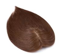 Extensiones de cabello humano para mujer, 15 x 16 cm, base de seda grande para cubrir el cabello fino o la caída del cabello. Añade volumen al cabello (35,5 cm, marrón medio)