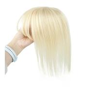 Extensiones de cabello humano para mujer con flequillo de 360°, 8 x 12 cm, base de seda, extensiones de cabello 3D para uso diario (30 cm, rubio claro)