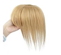 Extensiones de cabello humano para mujer con flequillo de 360°, 8 x 12 cm, con base de seda, postizos 3D para uso diario agrega volumen de cabello (20 cm, rubio miel)