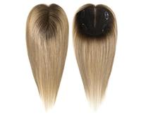 Extensiones de cabello humano para mujeres con cabello adelgazado, con 3 clips, base de encaje suizo atado a mano de 12 pulgadas (Ombre Brown)