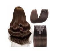 Extensiones de cabello humano real castaño oscuro, 120 g, invisibles, extraíbles, 8 piezas por juego, 25-66 cm Extensiones de Cabello(16inches)