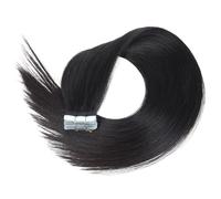 Extensiones de cabello humano real con cinta invisible, cabello humano Remy liso for mujeres, 20 unidades Easy Installation and Removal(Natural Black,12inch)