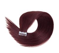 Extensiones de cabello humano real con cinta invisible, cabello humano Remy liso for mujeres, 20 unidades Easy Installation and Removal(Wine red,20inch)