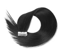 Extensiones de cabello humano real con cinta invisible, cabello humano Remy liso for mujeres, 20 unidades Wear and Go(Jet black,22inch)