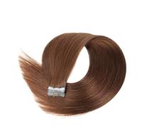 Extensiones de cabello humano real con cinta invisible, cabello humano Remy liso for mujeres, 20 unidades Easy Installation and Removal(Medium Brown,16inch)