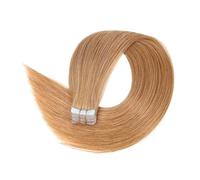 Extensiones de cabello humano real con cinta invisible, cabello humano Remy liso for mujeres, 20 unidades Easy Installation and Removal(Light brown,12inch)