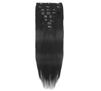 Extensiones de cabello humano real con clip, 8 unidades, 16-26 pulgadas, Remy virgen brasileño for mujer, trama doble, invisible, sin costuras. Easy Installation and Removal(1,26inches)
