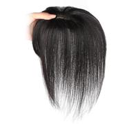 Extensiones de cabello humano real de 9.8 pulgadas a 360°, base de seda, extensiones de clip para cabello fino, aspecto natural, uso diario (negro natural)