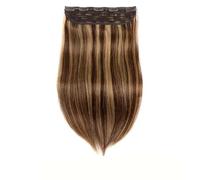 Extensiones de cabello humano real, extensiones de cabello Remy natural de una pieza con clip for mujeres con 5 clips(#P4/27,14inch 80g)